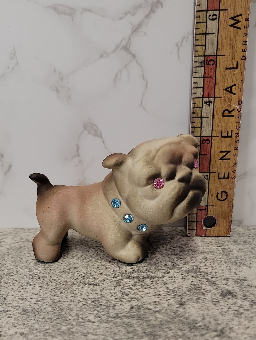 Rare Vintage Roselane Pottery sparkly eyes Bulldog - Picture 6 of 10